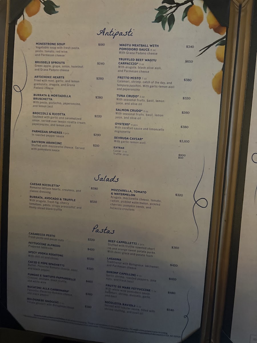 Menu - Nicoletta | Italian Restaurant In CancunPhoto 9